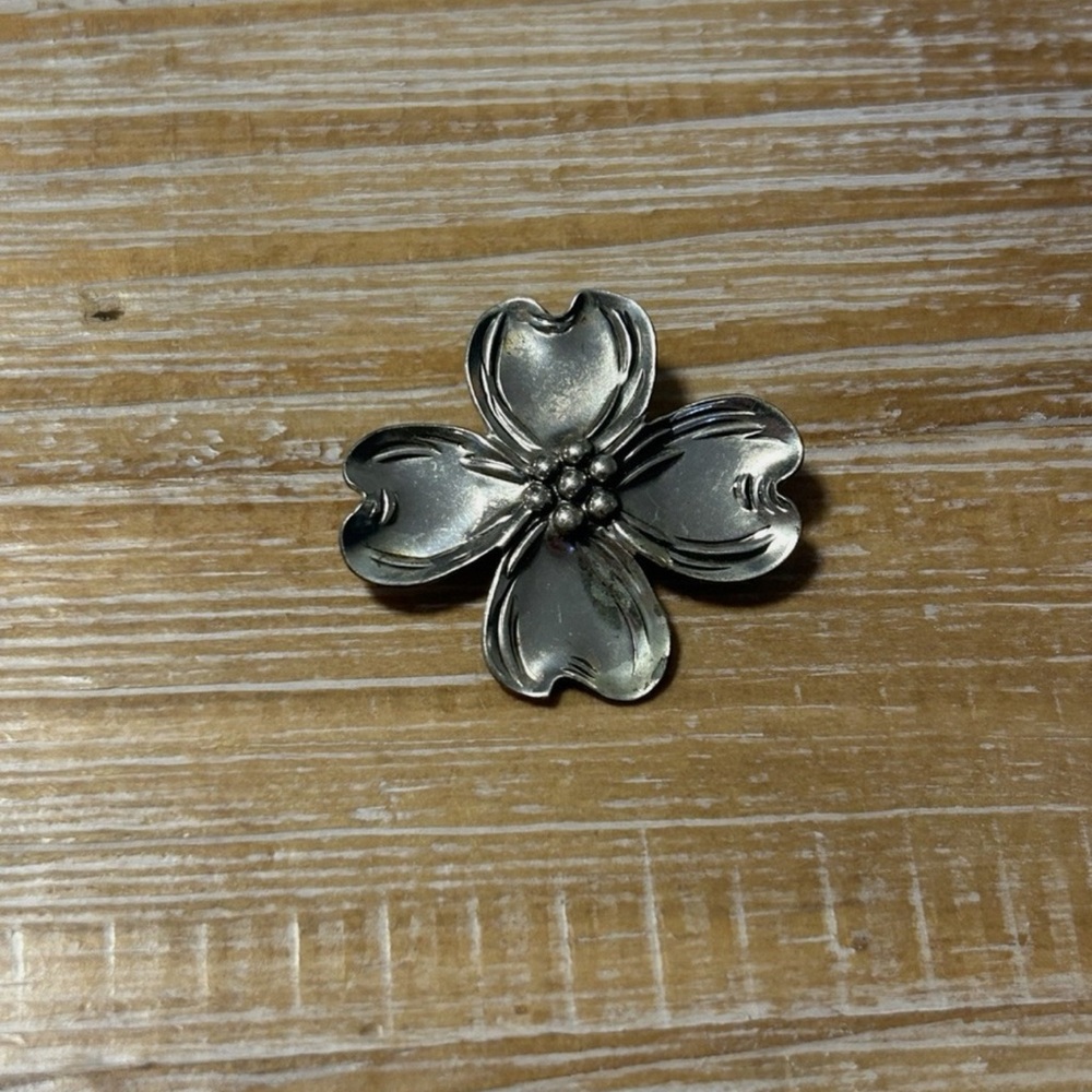Vintage Sterling Silver Floral Blossom Pin Brooch